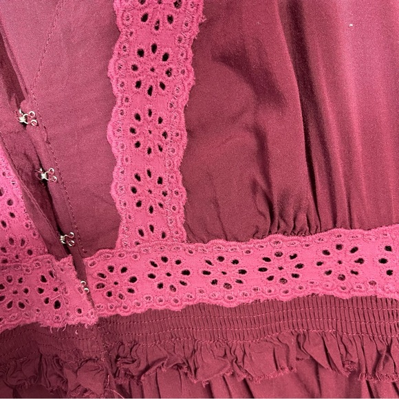 Intimately Free People Babydoll Peplum Eyelet Blouse Tunic Top Boho Hippie S - Picture 10 of 16
